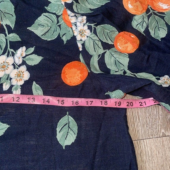 New nwt Ann Taylor Orange linen blend v neck blouse size small navy blue - Picture 5 of 7